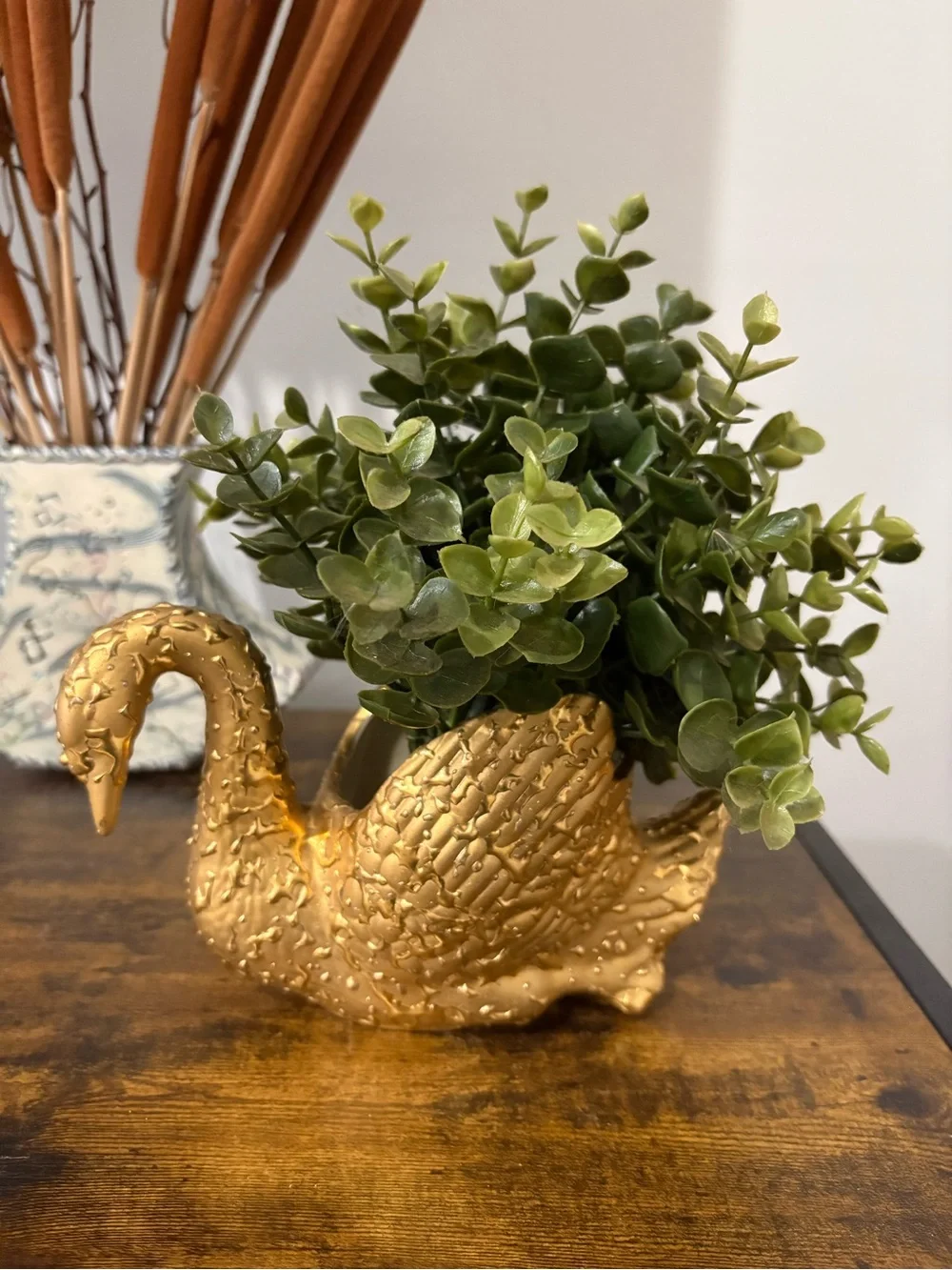 22 Karat Gold Swan Tabletop Planter - Decorative Home Accent
